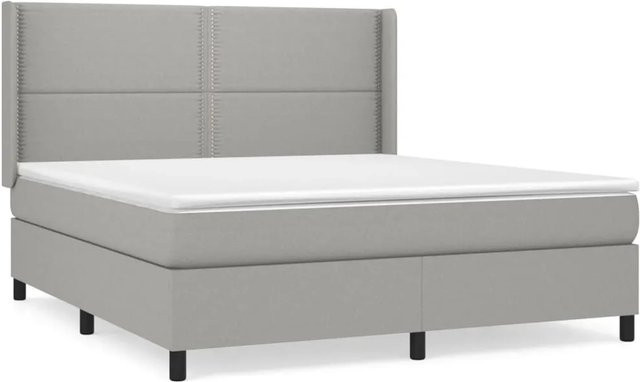 vidaXL Boxspringbett Hybrid mit Matratze und Kopfteil, Grau, B/T/H: 180 x 200 x 118 cm - Bild 1