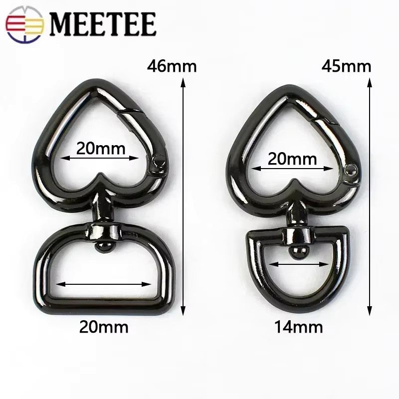 Meetee Metallschnallen Herzring Karabinerverschluss aus Stahl in Gold für Hundehalsband und DIY Hardware-Zubehör, 13 mm und 20 mm - Bild 2