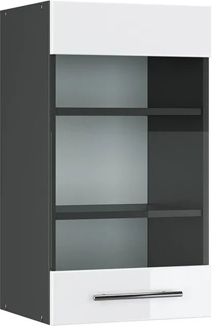 Vicco Küchen-Hängeglasschrank Fame-Line mit Soft-Close-Türen, Weiß Hochglanz/Anthrazit, Breite: 40 cm - Bild 2
