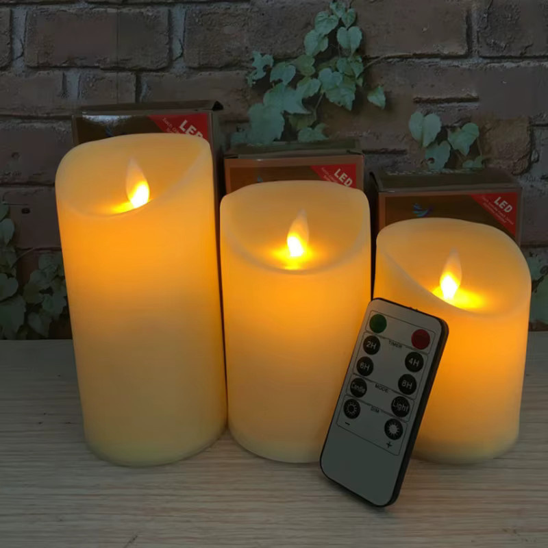 3er-Pack Zabicat LED-Stumpenkerzen in Weiß mit ferngesteuertem beweglichem Docht und Flackereffekt - Bild 3