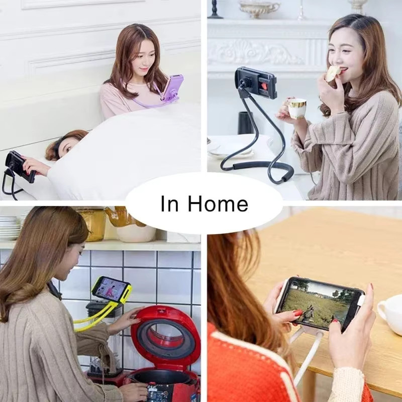 Flexibler Handyhalter als Halskette in Schwarz mit 360-Grad-Rotation für iPhone, Xiaomi und Samsung - Bild 4