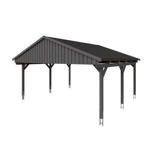Skan Holz Carport Fichtelberg aus Fichte Leimholz in Grau mit spitzer Dachform, B/T: 618 x 566 cm, Höhe: 362 cm - Bild 3