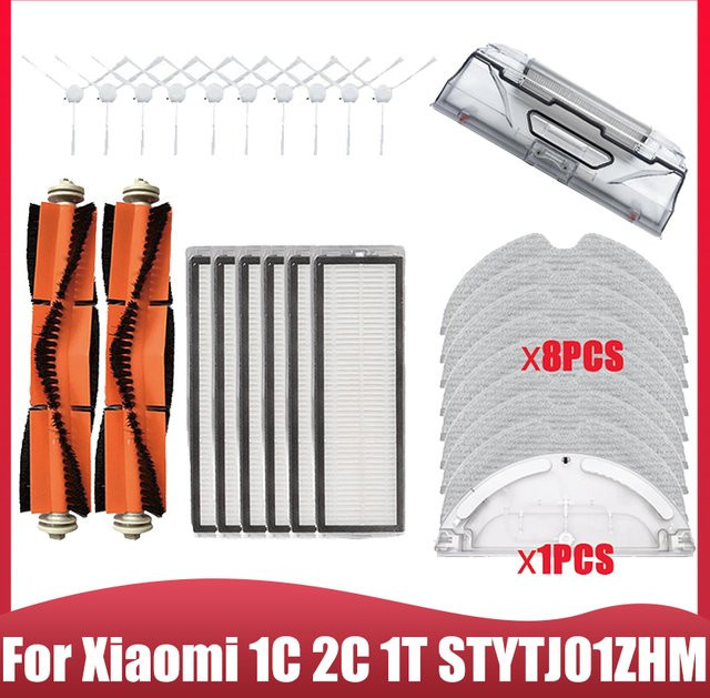 Ersatzteil-Set für Dreame F9 und Xiaomi Mijia 1C 2C 1T Roboter-Staubsauger mit Hepa-Filter, Hauptseitenbürste, Mopptuch und Wassertank-Zubehör aus Kunststoff - Bild 1