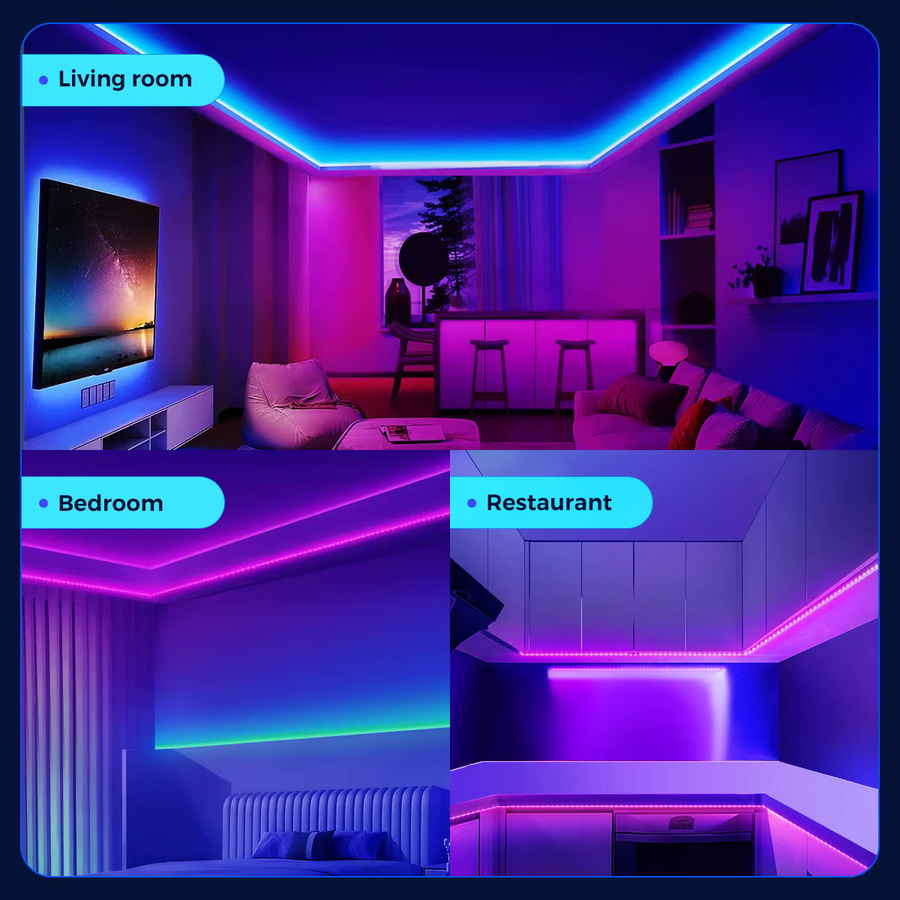 RGB-LED-Streifenlicht Set von aiopp mit DC24V, App-Steuerung, 44-Tasten-Fernbedienung, Timer und Dimmfunktion in Multicolour - Bild 6