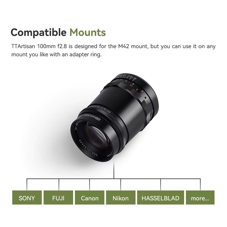 TTArtisan 100mm F2.8 Bubble Bokeh Objektiv Schwarz für Sony E Nikon Z Canon R Leica L Vollformat M42-Anschluss Manuelles Porträt-Objektiv - Bild 4