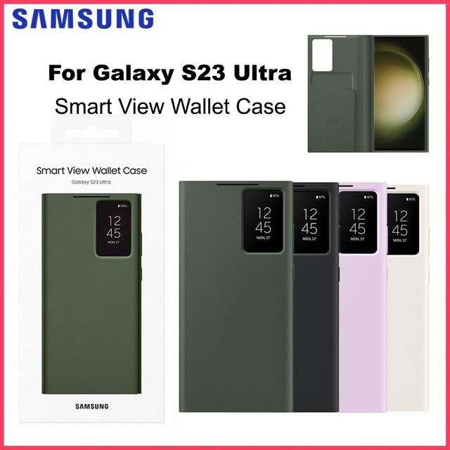 Samsung Galaxy S23 Ultra Smart View Wallet Flip Case mit Kartenfach in Schwarz für SM-S918B - Bild 1