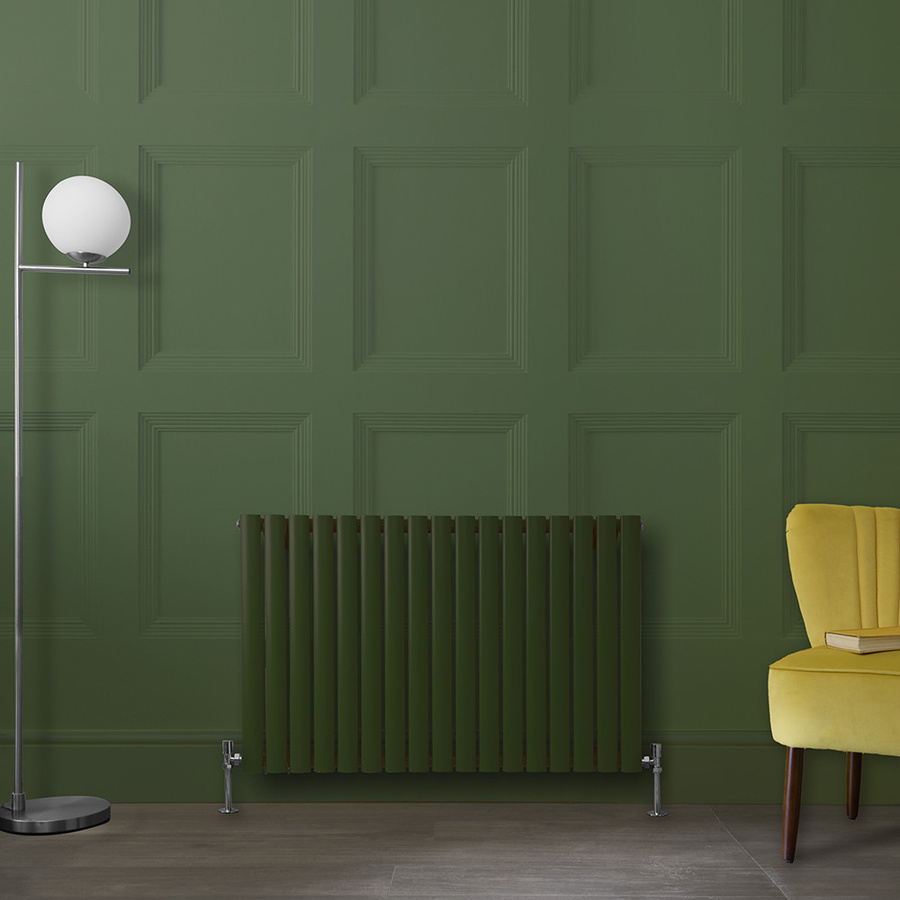Revive Design Heizkörper Horizontal Doppellagung in Grün, B: 100 cm, H: 63,5 cm, T: 6,35 cm - Bild 1