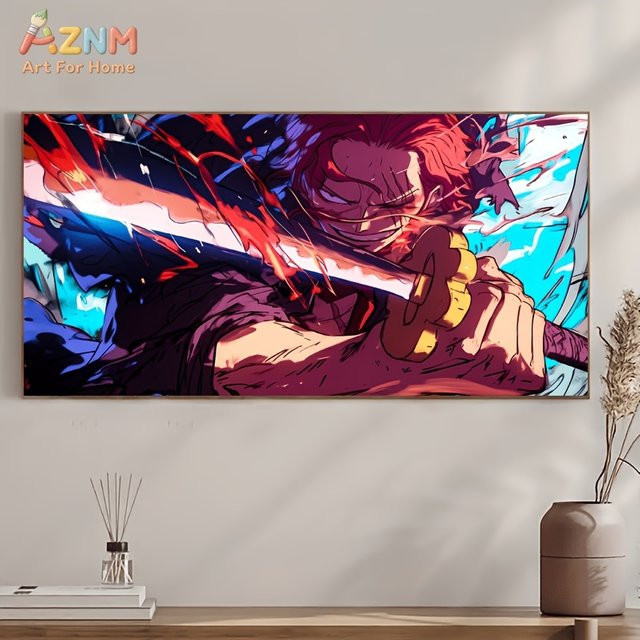 AZNM One Piece Shanks Red Hair Haki Sword Anime Leinwand-Wandkunstdruck als ungerahmtes Poster in Mehrfarbig für deine Heimdekoration - Bild 1