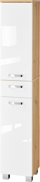 LIVARNO Premium-Bad-Hochschrank Palermo in Braun mit glänzender Oberfläche und internen Schubladen sowie Regalböden, Höhe: 174,0 cm, Breite: 33,0 cm, Tiefe: 26,5 cm - Bild 1