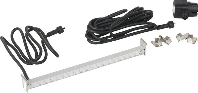 Ubbink LED Leiste für Wasserfall mit Trafo 12V, Kaltweiß, 20 LEDs, Edelstahl - Bild 1