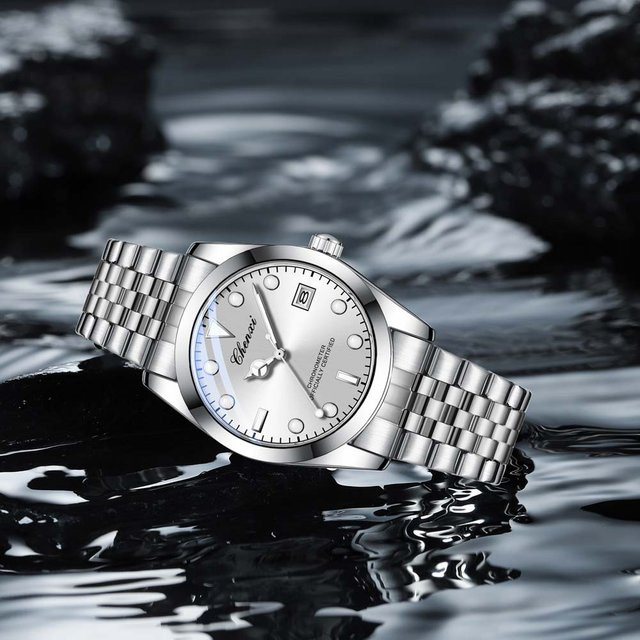 CHENXI Armbanduhr Automatik, Edelstahl, Schwarz, Herren - Bild 1