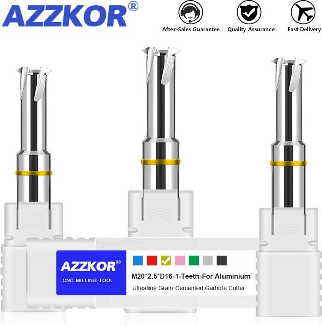 Azzkor Einzahn-Gewindefräser aus Wolframkarbid für die CNC-Bearbeitung von Aluminium in Silber - Bild 1