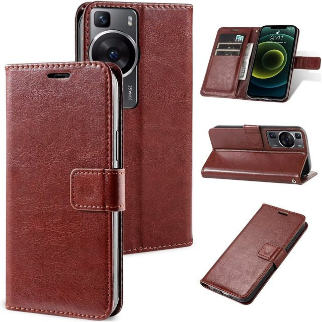 Luxus Flip Ledertasche für Huawei P9 P10 P20 Lite P30 P40 P50 P60 Pro Mate 10 20 60 Y5 Y7 Y9 Brieftasche Abdeckung in Schwarz und Braun - Bild 1