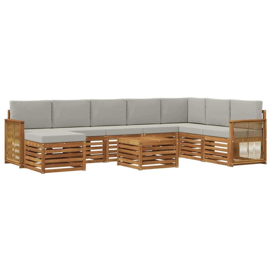 vidaXL Sofagarnitur aus Massivholz Akazie im modernen Latten-Design mit Armlehnen - Bild 2
