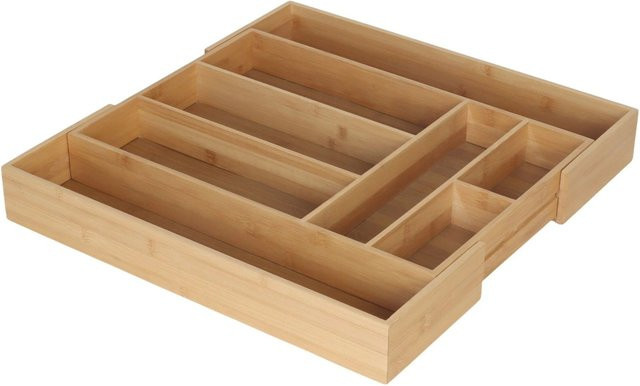 Relaxdays Besteckkasten aus Bambus in Natur Braun, ausziehbar, B/T/H: 47,5 x 33 x 6,5 cm - Bild 1