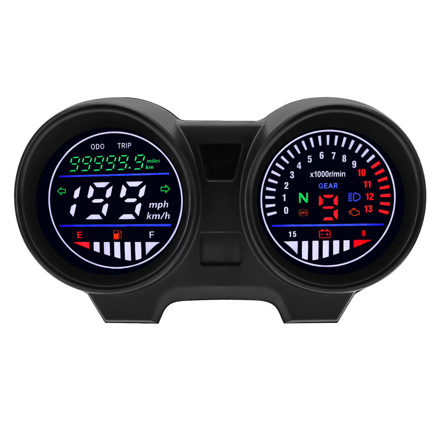 Digitales Motorrad Tacho Armaturenbrett mit LED Elektronik und Drehzahlmesser für Honda CG150 Fan150 in Schwarz - Bild 1