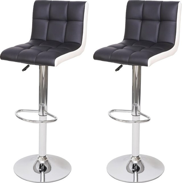 2er-Set Barhocker MCW G87 höhenverstellbar aus Kunstleder in Schwarz-Weiß mit Chromfuß - Bild 1