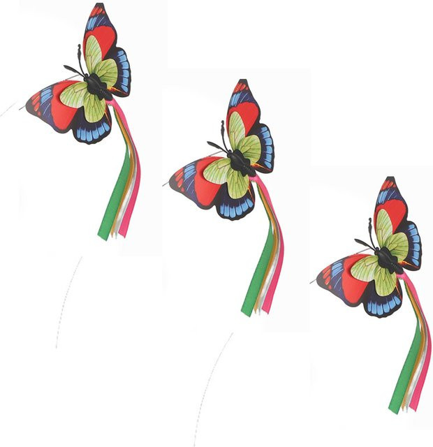 OutsideWorld Schmetterling Katzen Spielzeug, interaktiv, 3x blinkende Schmetterlinge, beige - Bild 1