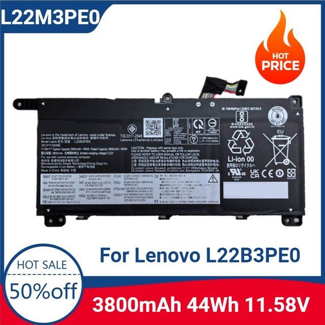 Lenovo Laptop-Akku L22M3PE0 in Schwarz, 11,58 V und 44 Wh - Bild 1
