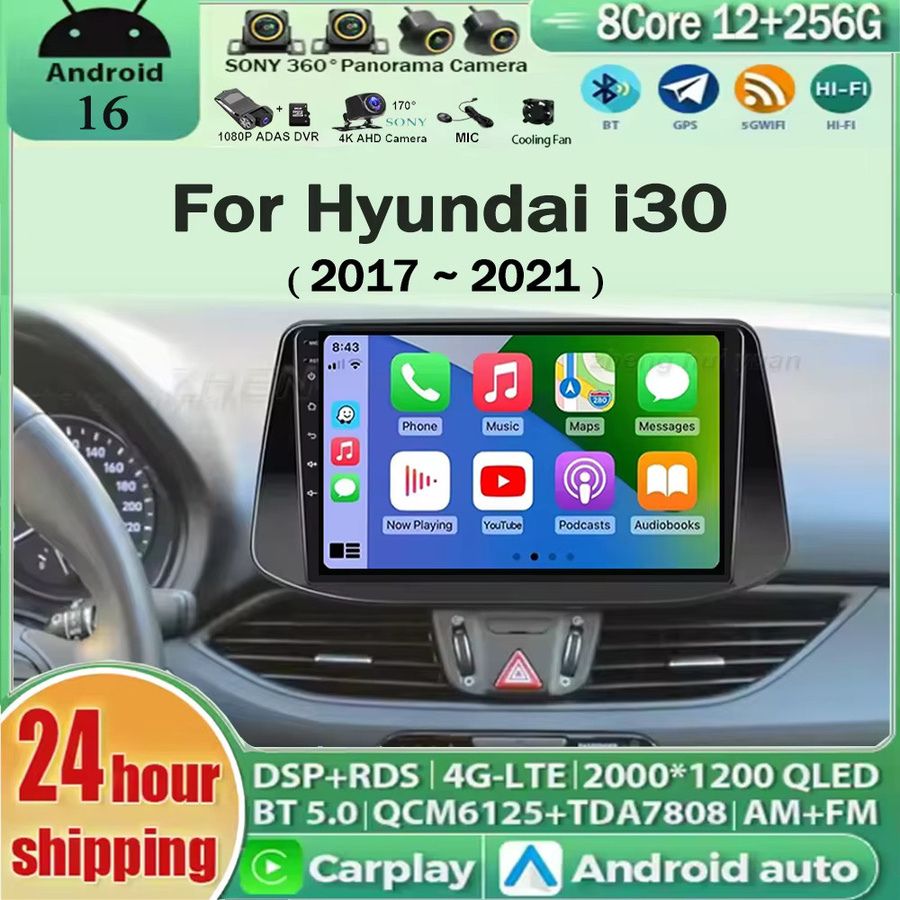 TIEYEZ Android Autoradio Multimedia-Player für Hyundai I30 2017-2021 mit Android Auto, CarPlay, Wi-Fi und Bluetooth in Schwarz - Bild 2