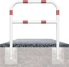 Schake Abweisebügel aus Stahlrohr mit Querholm zum Einbetonieren, beschichtet, Farbe: weiß/rot, Breite: 50 cm, Höhe: 140 cm - Bild 1