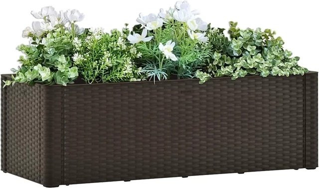 Furnicato Garten-Hochbeet mit Selbstbewässerungssystem in Mokka Rattan-Optik, B/T/H: 100 x 43 x 33 cm - Bild 1