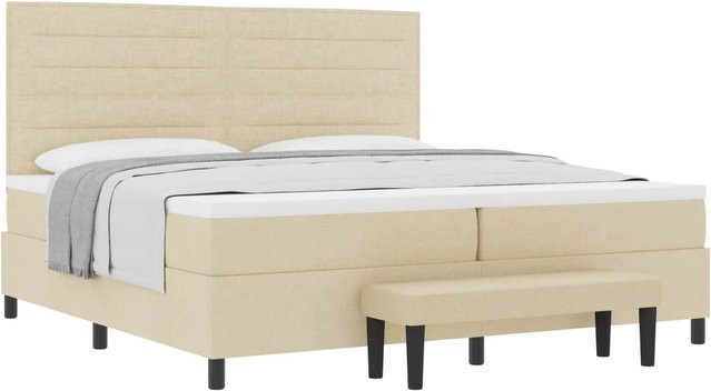 vidaXL Boxspringbett mit Matratze in Beige aus Stoff, B/T/H: 200 x 200 x 280 cm - Bild 1