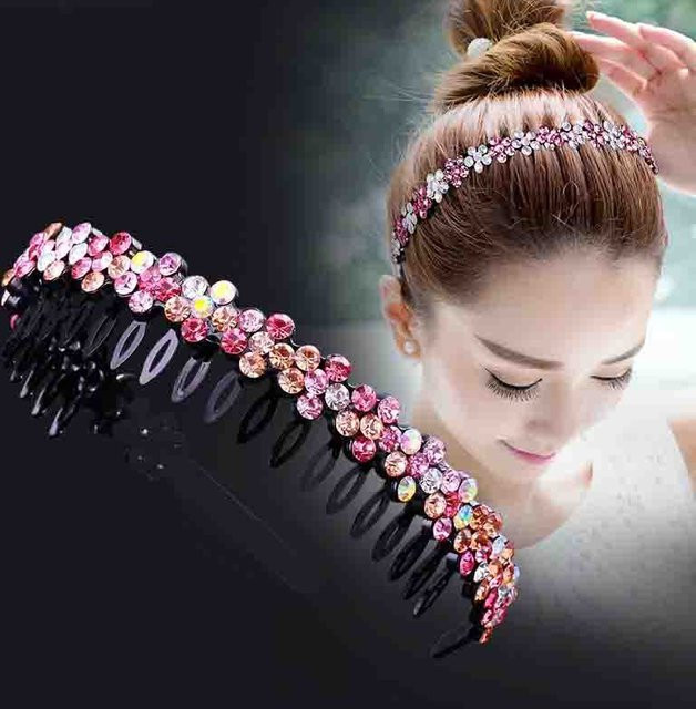 FORWOT Haarband, Metall, Blume, Strass, Unisex - Bild 1