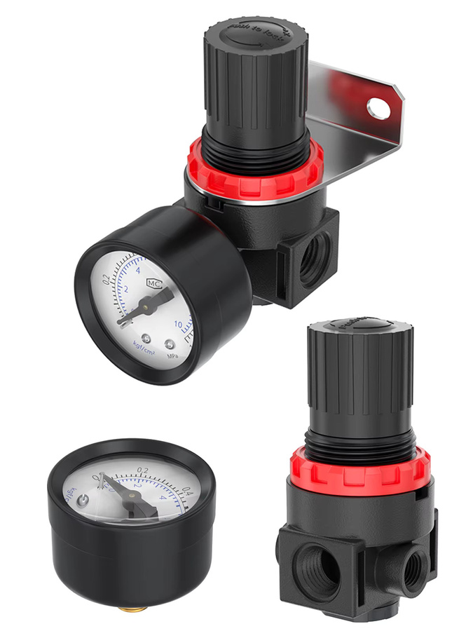 SteelShadow AR2000 Luftregelung Manometer Kompressor Entlastungsregler Regelventil in Schwarz - Bild 7