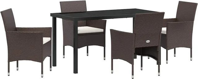 vidaXL 5-teiliges Garten-Esszimmer-Set aus Poly-Rattan in Braun mit rechteckigem Tisch für Terrasse und Balkon - Bild 1