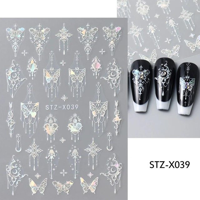 OTRESS Nagelaufkleber Metallic Black Butterfly 3D, Unisex - Bild 1