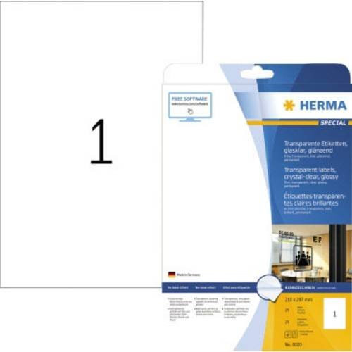 Herma Folien-Etiketten 8020, transparent glänzend, A4, 25 Stück, für Laser-Drucker - Bild 1