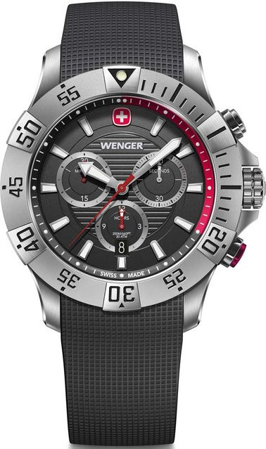 Wenger Seaforce Chronograph, Herrenuhr, Quarz, Edelstahl, 43 mm, Schwarz - Bild 1