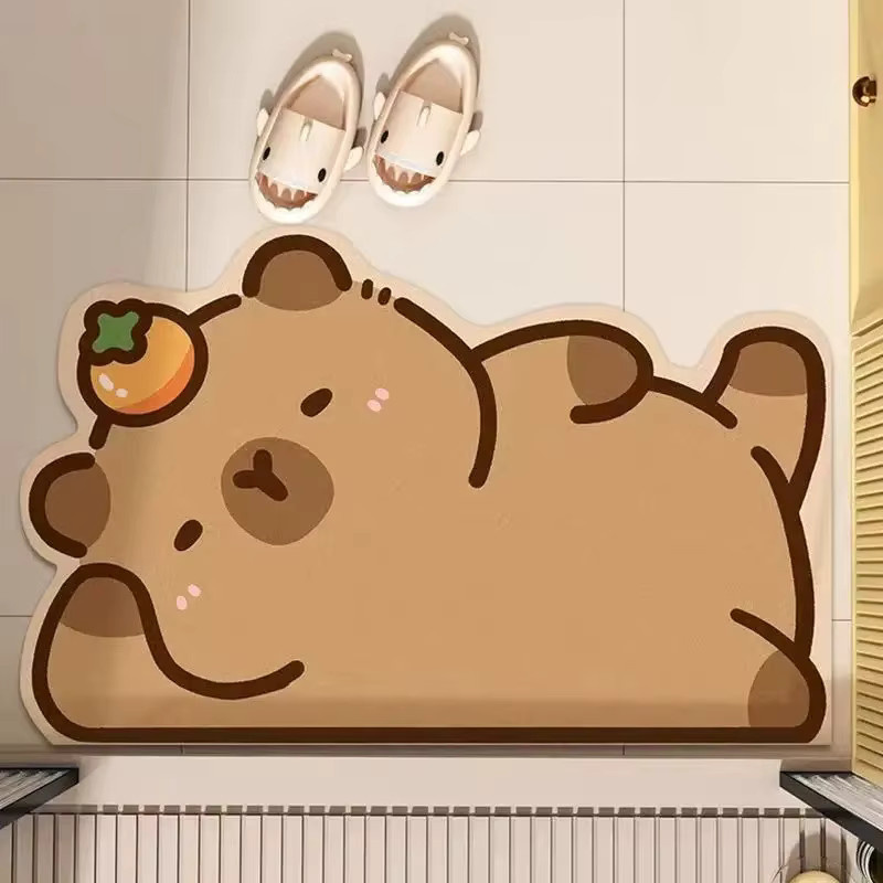 VIKAMA Capybara-Badematte in Braun, schnelltrocknend und rutschfest - Bild 1