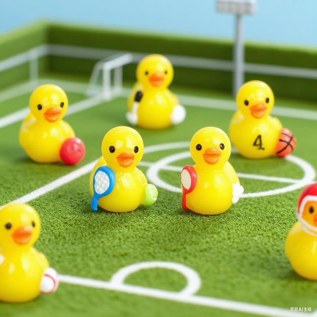 Yiran toy Mini-Entenfiguren Sportstil Fußball Basketball Rugby Gelb 10-20-teiliges Set - Bild 1