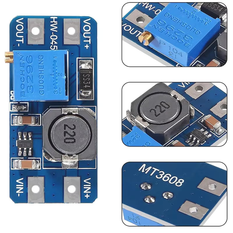 MT3608 Einstellbares Step Up Modul mit USB-C Anschluss, DC-DC Boost Converter Spannung Regler, 2V-24V zu 5V-28V, 2A, Blau - Bild 3