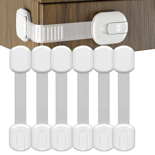 Baby Safe Kindersicherung als selbstklebende Riemenschlösser für Schubladen und Schränke im Multipack in Schwarz und Weiß - Bild 1