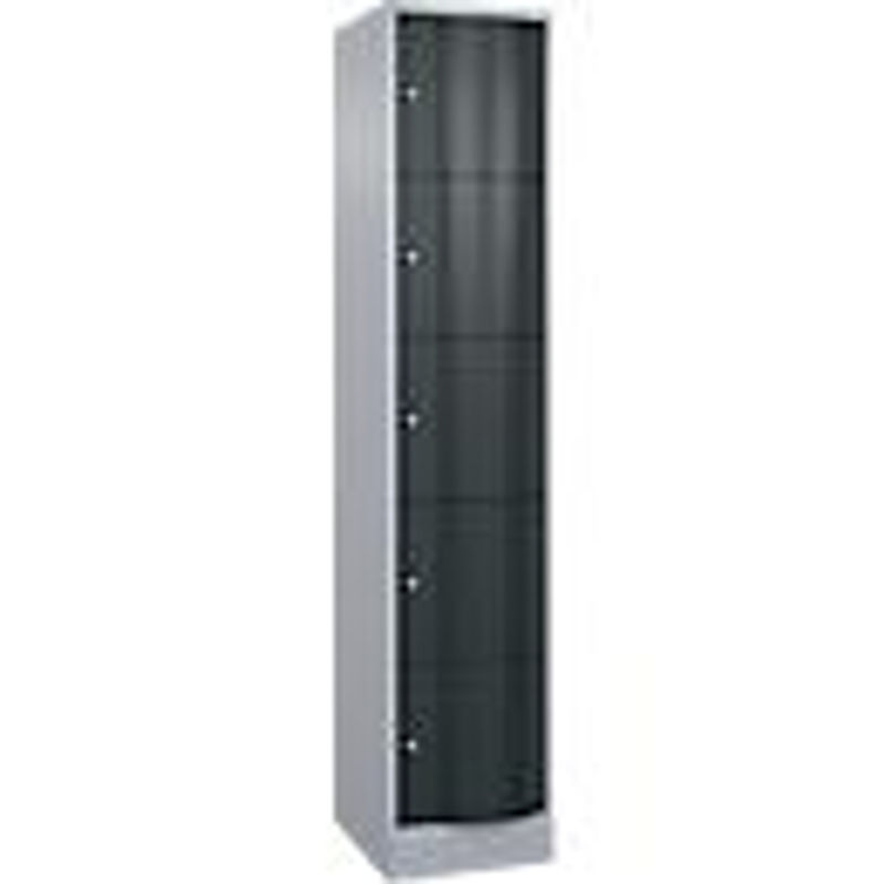 C+P Schließfachschrank Resisto mit 5 Fächern und 1 Abteil, Weißaluminium/Anthrazitgrau, B/T/H: 39,6 x 54,0 x 195,0 cm - Bild 2