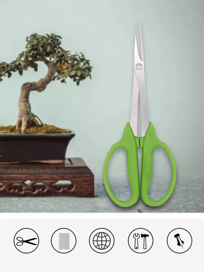 Grüne Bonsaischere mit langem Griff zur Gartenpflege für das Trimmen von Knospen, Blättern und Zweigen - Bild 2