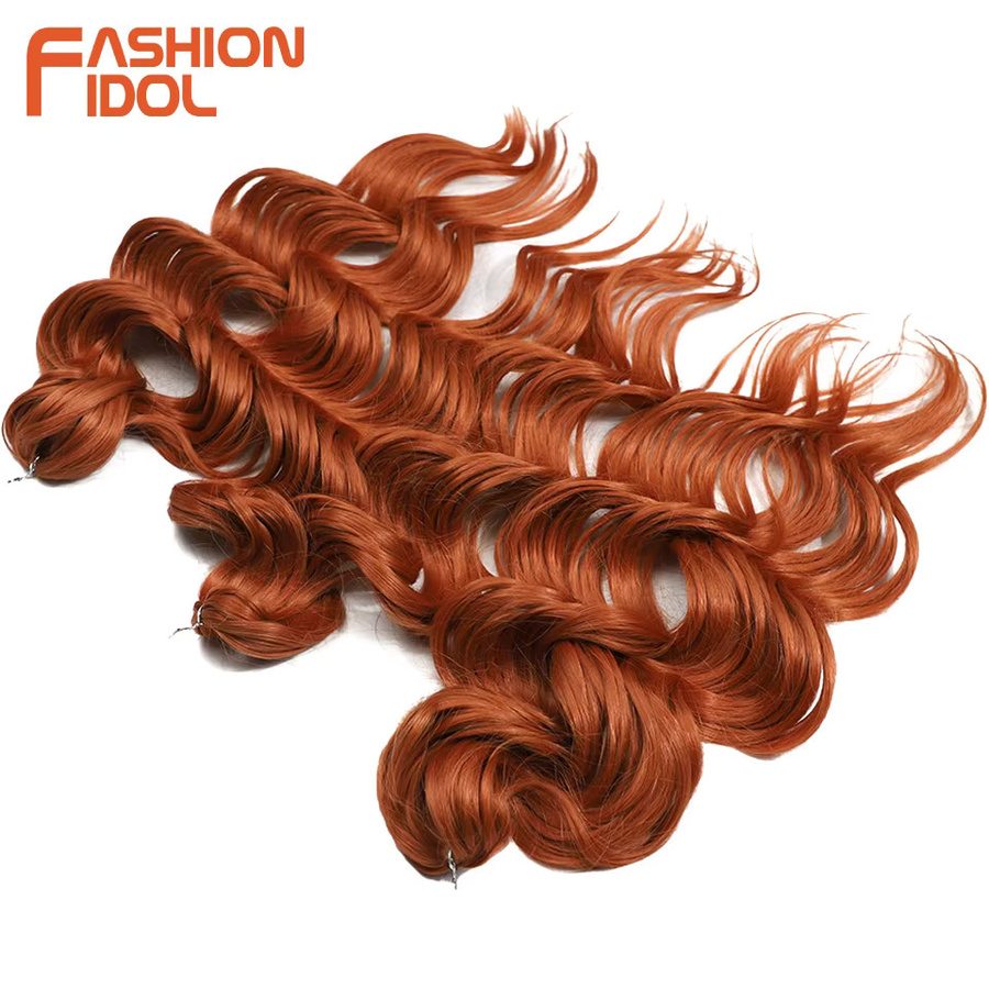 MODE IDOL Haarverlängerung Tiefe Welle Häkelhaar, Ombre Orange, 3 Stück - Bild 2