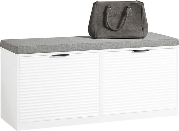SoBuy Sitzbank mit 2 Klappen und Sitzfläche aus Holz in Weiß FSR147-W, B/T/H: 150 x 35 x 48 cm