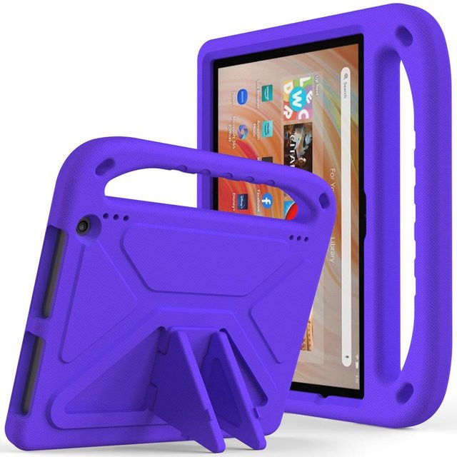 Ubasy Stoßfeste EVA Hülle für Amazon Fire HD 10 Plus Max 11. und 13. Generation mit Griff und Ständer, Violett - Bild 1