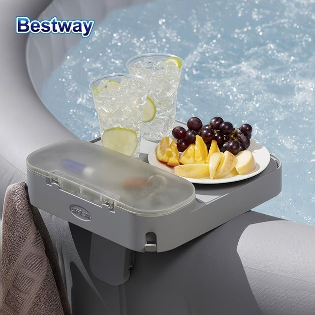 Bestway 60337 Sommer-Schwimmbad-Spa-Tischplatte als tragbarer Getränkehalter in Grau, B/T/H: 33,7 x 30,2 x 18,5 cm - Bild 1