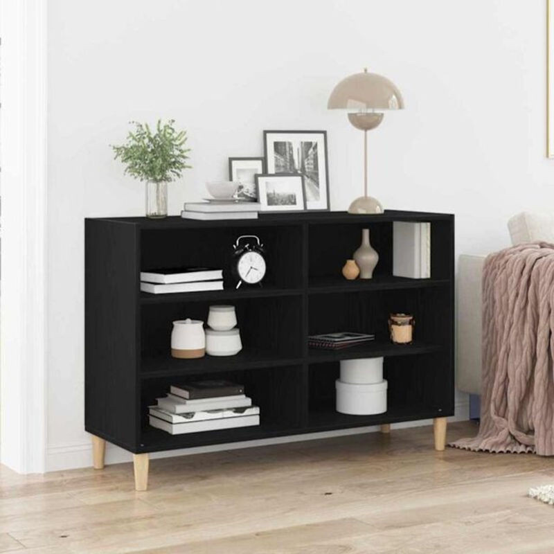 Modernes Sideboard vidaXL in Schwarz und Eiche, skandinavisches Design, B/T/H: 103,5 x 35 x 70 cm - Bild 1