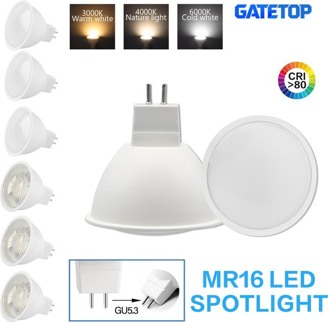 LED Strahler MR16 GU5.3 Ersatz für 50W Halogenlampen, Niederspannung AC/DC 12V 24V, Farbe Weiß - Bild 1