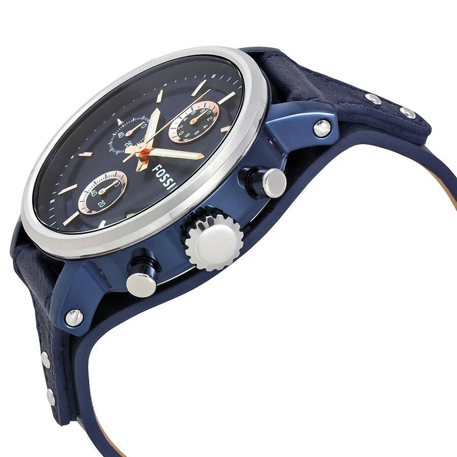 Fossil Chronograph Damenuhr, Quarz, Blau, Leder - Bild 6