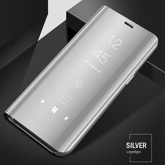Luxus Spiegel Flip Hülle für Samsung Galaxy S8 S9 S10 S20 S21 S22 S23 S24 Ultra Plus FE 5G stoßfeste Panzerabdeckung in Silber - Bild 1