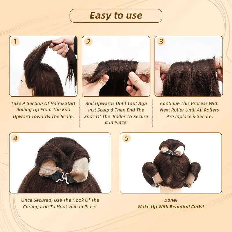 Satin-Flexi-Stäbe für hitzefreie Jumbo-Locken, 3 Stück, Schwarz - Bild 4