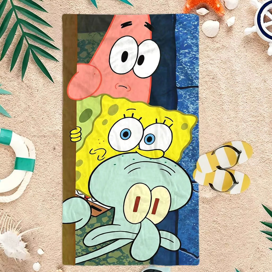 Potdemiel SpongeBob Schwammkopf Strandtuch mit Patrick und Thaddäus in Multicolour, weiches und saugfähiges Mikrofaser-Handtuch für Kinder - Bild 3