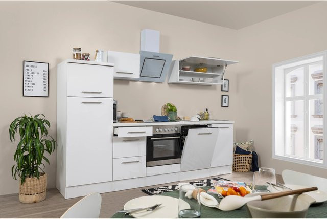 Respekta Premium Küchenzeile modern in Weiß Hochglanz mit Soft-Close-Türen und Schubladen, Breite: 280 cm - Bild 1
